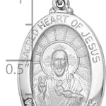 14K White Gold Polish/Satin Sacred Heart Jesus Hollow Pendant