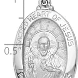 14K White Gold Polish/Satin Sacred Heart Jesus Hollow Pendant