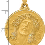 14k Polished and Satin Face of Jesus Medal Hollow Pendant