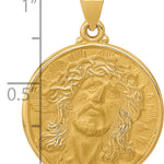 14k Polished and Satin Face of Jesus Medal Hollow Pendant