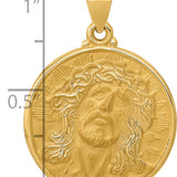 14k Polished and Satin Face of Jesus Medal Hollow Pendant