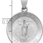 14K White Gold Lady of Guadalupe Medal Hollow Pendant