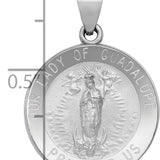 14K White Gold Lady of Guadalupe Medal Hollow Pendant