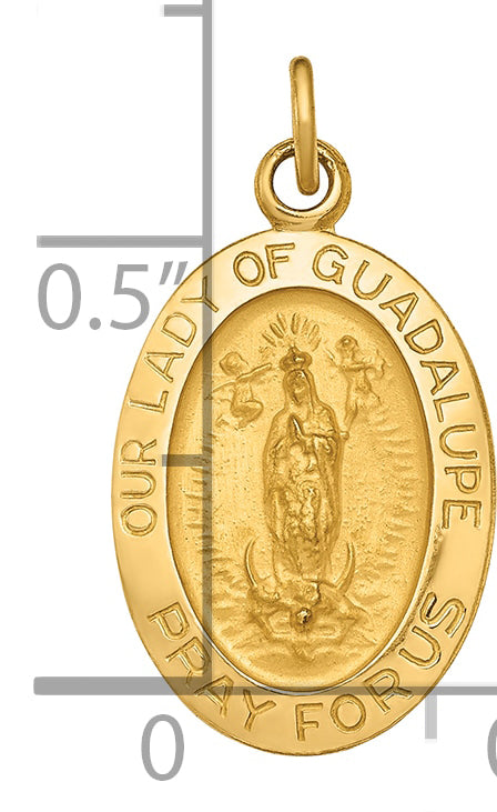 14k Polished and Satin Our Lady of Guadalupe Medal Pendant