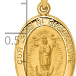 14k Polished and Satin Our Lady Guadalupe Medal Hollow Pendant