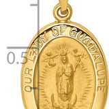 14k Polished and Satin Our Lady Guadalupe Medal Hollow Pendant