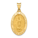 14k Polished and Satin Our Lady Guadalupe Medal Hollow Pendant