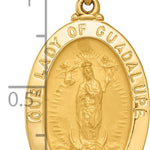 14k Polished and Satin Our Lady Guadalupe Medal Hollow Pendant