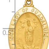 14k Polished and Satin Our Lady Guadalupe Medal Hollow Pendant