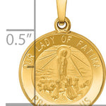 14k Polished and Satin Our Lady Fatima Medal Hollow Pendant