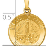 14k Polished and Satin Our Lady Fatima Medal Hollow Pendant