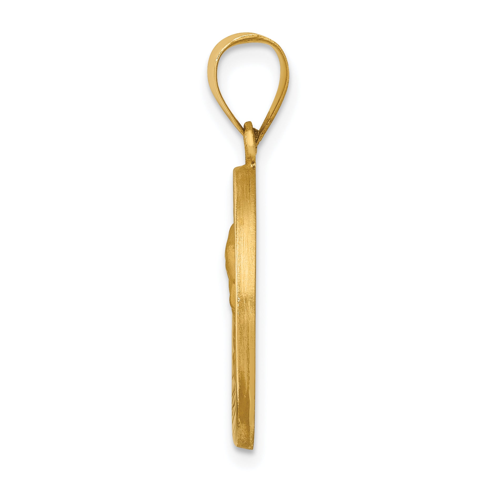 14k Polished and Satin Our Lady of Sorrows Medal Hollow Pendant