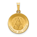 14k Polished and Satin Caridad Del Cobre Medal Hollow Pendant