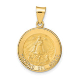 14k Polished and Satin Caridad del Cobre Medal Hollow Pendant