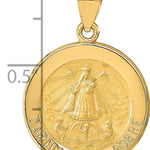 14k Polished and Satin Caridad del Cobre Medal Hollow Pendant