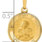 14k Polished and Satin Sacred Heart of Mary Medal Hollow Pendant