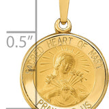 14k Polished and Satin Sacred Heart of Mary Medal Hollow Pendant