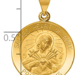 14k Polished and Satin Sacred Heart of Mary Medal Hollow Pendant