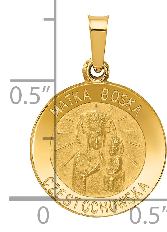14k Matka Boska Czestochowska Reversible Medal Hollow Pendant