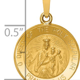 14K Queen Of The Holy Scapular Reversible Medal Hollow Pendant