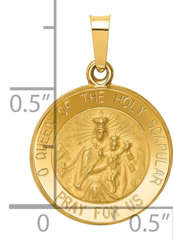 14K Queen Of The Holy Scapular Reversible Medal Hollow Pendant