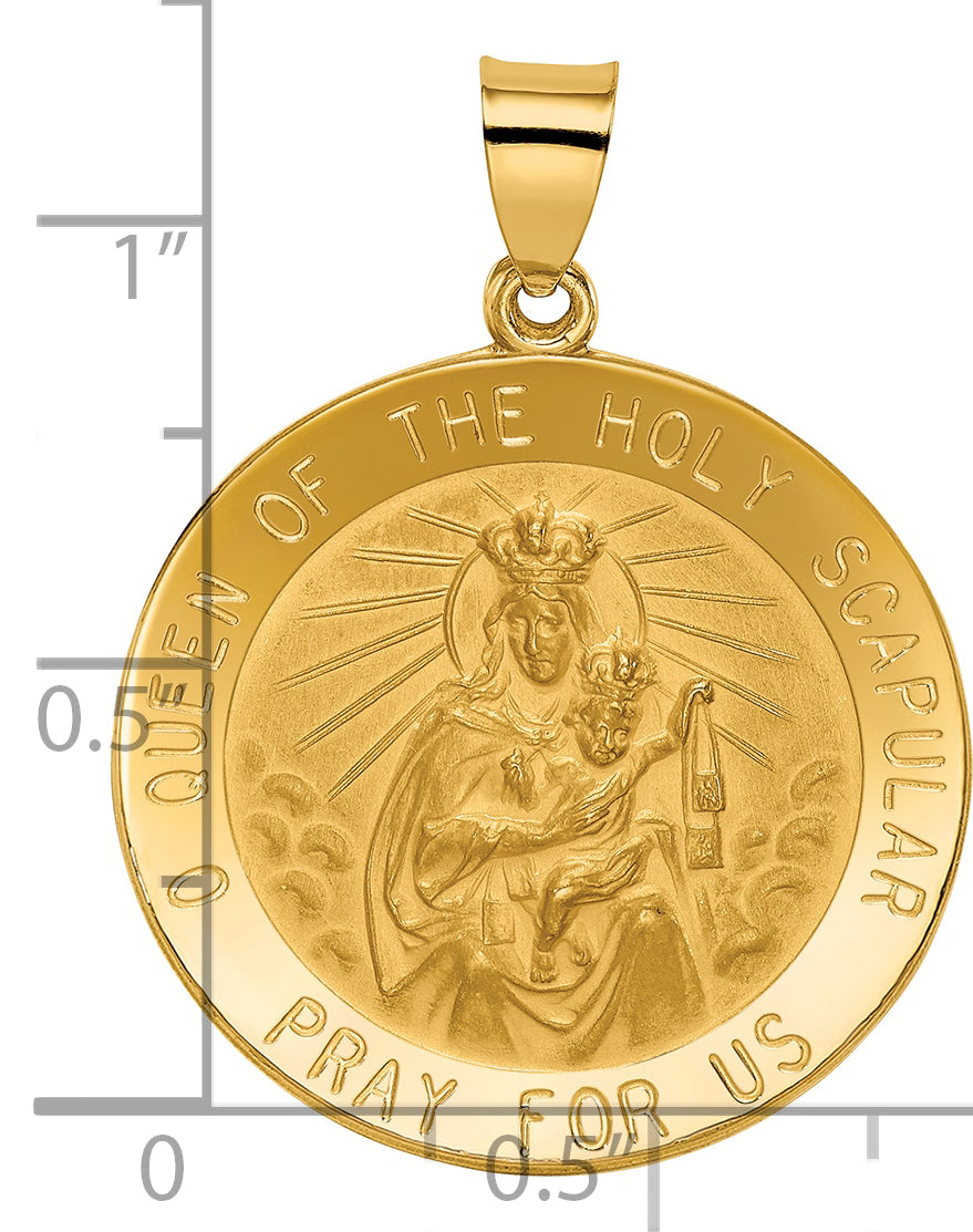 14k Queen of the Holy Scapular Reversible Medal Hollow Pendant