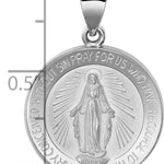 14k White Gold Polished /Satin Miraculous Medal Hollow Pendant