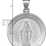 14k White Gold Polished /Satin Miraculous Medal Hollow Pendant