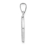 14k White Gold Polished / Satin Miraculous Medal Hollow Pendant