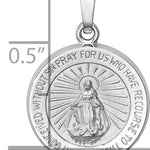 14k White Gold Polished / Satin Miraculous Medal Hollow Pendant