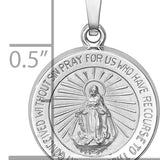 14k White Gold Polished / Satin Miraculous Medal Hollow Pendant