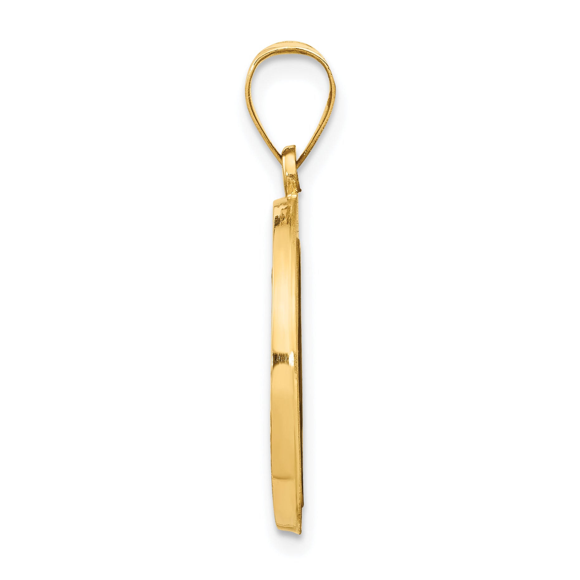 14k Polished and Satin Miraculous Medal Hollow Pendant