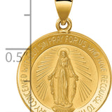 14k Polished and Satin Miraculous Medal Hollow Pendant
