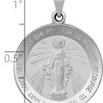 14k White Gold Polished / Satin Miraculous Medal Hollow Pendant