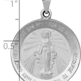 14k White Gold Polished / Satin Miraculous Medal Hollow Pendant