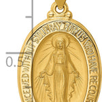 14k Polished and Satin Miraculous Medal Hollow Pendant