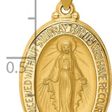 14k Polished and Satin Miraculous Medal Hollow Pendant