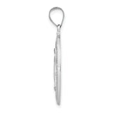 14k White Gold Polished/Satin Miraculous Medal Hollow Pendant