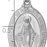 14k White Gold Polished/Satin Miraculous Medal Hollow Pendant