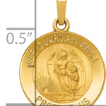 14k Polished and Satin Our Guardian Angel Medal Hollow Pendant