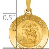 14k Polished and Satin Our Guardian Angel Medal Hollow Pendant