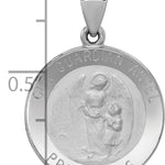 14K White Gold Our Guardian Angel Medal Hollow Pendant