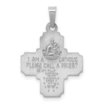 14k White Gold Polished / Satin Four Way Medal Hollow Pendant