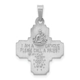 14k White Gold Polished / Satin Four Way Medal Hollow Pendant
