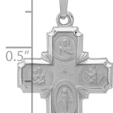 14k White Gold Polished / Satin Four Way Medal Hollow Pendant