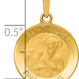 14k Polished and Satin St. Andrew Medal Hollow Pendant