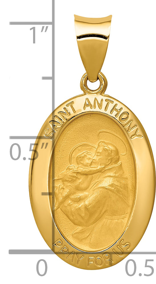 14k Polished and Satin St. Anthony Medal Hollow Pendant