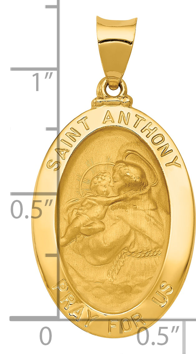 14k Polished and Satin St. Anthony Medal Hollow Pendant