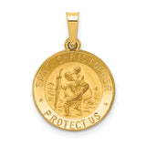 14k Polished and Satin St. Christopher Medal Hollow Pendant