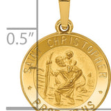 14k Polished and Satin St. Christopher Medal Hollow Pendant